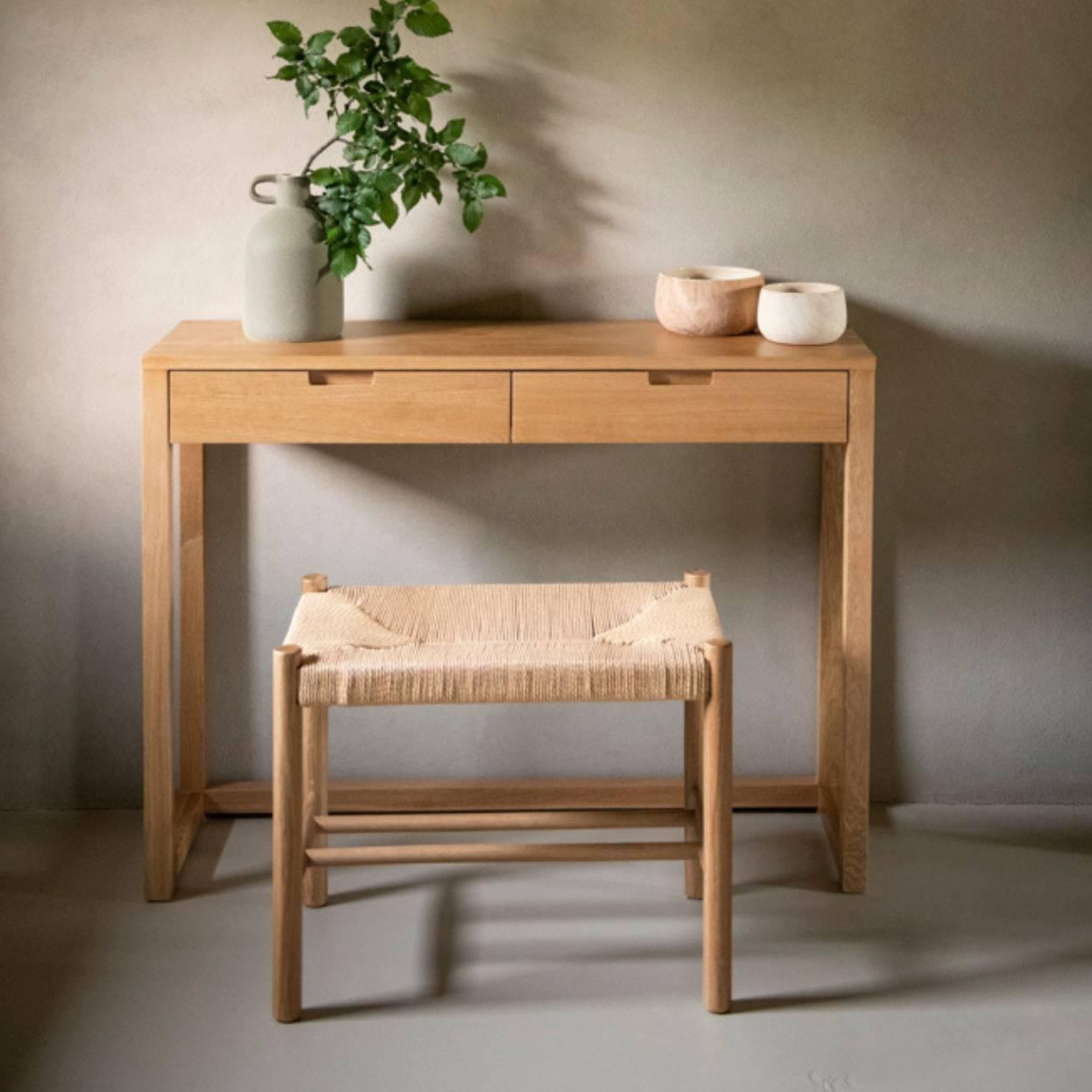 Mesa consola de madera de roble