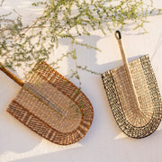 Figura decorativa abanico de fibra natural étnica