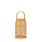 Farol moderno portavelas marrón de bambú 30cm