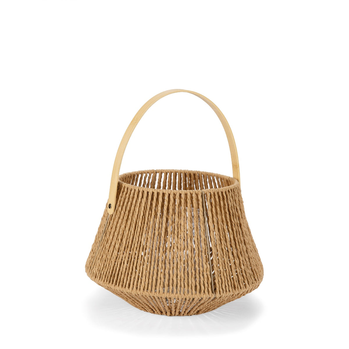 Farol rústico portavelas marrón de fibra natural 37cm