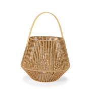 Farol rústico portavelas marrón de fibra natural 43cm