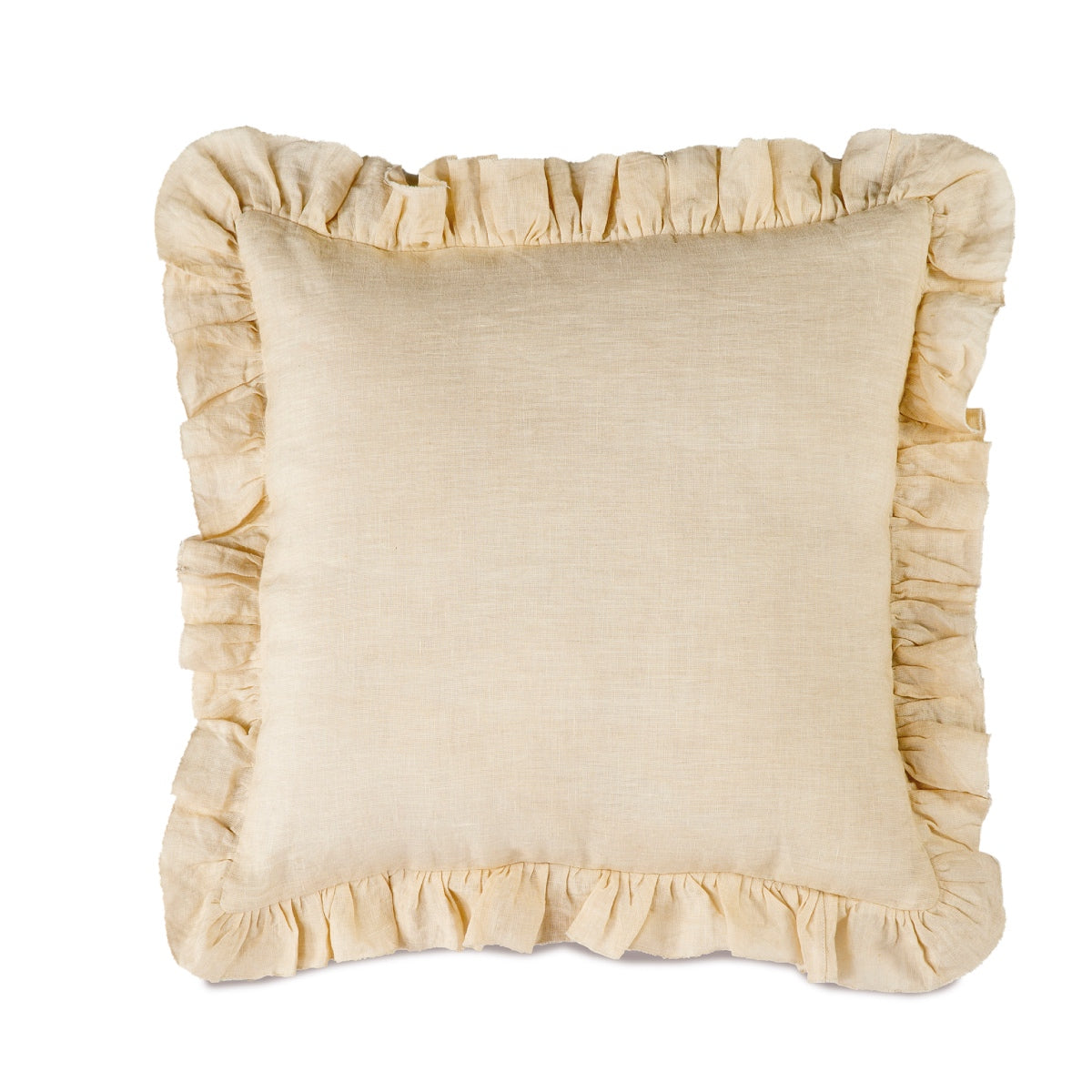 Cojín de volantes beige de algodón 45x45