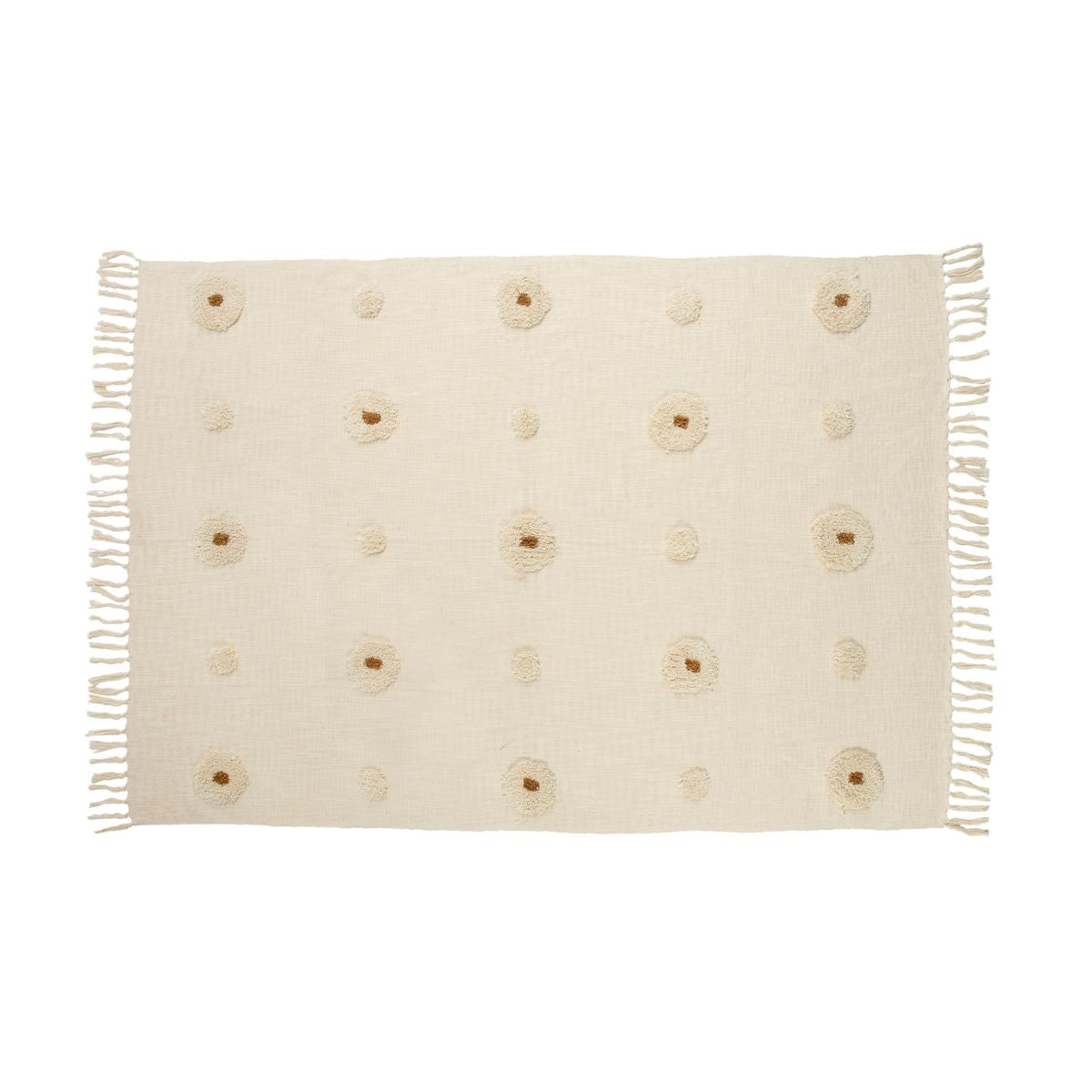 Manta beige con flecos de algodón 130x170 cm