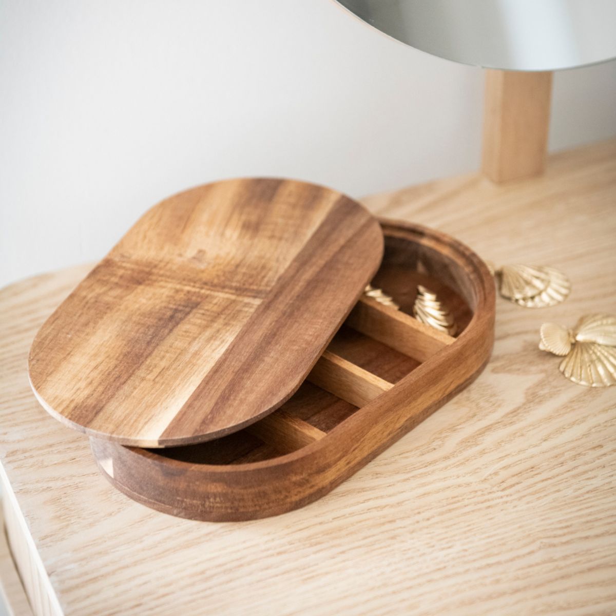 Joyero de acacia para dormitorio 
