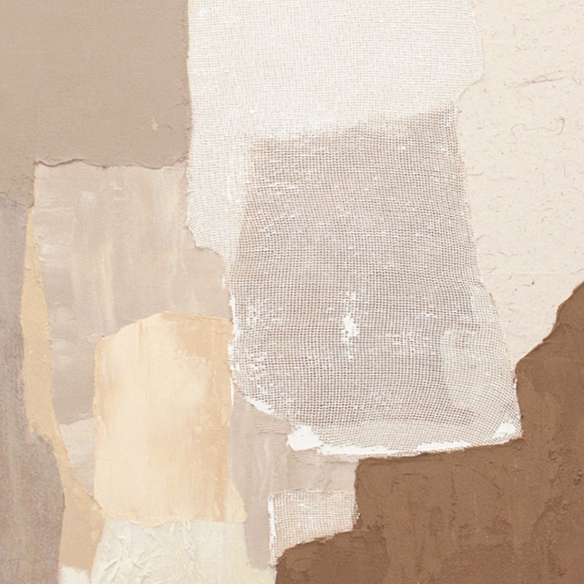 Detalle de las texturas y tonos marrones del cuadro abstracto Habana