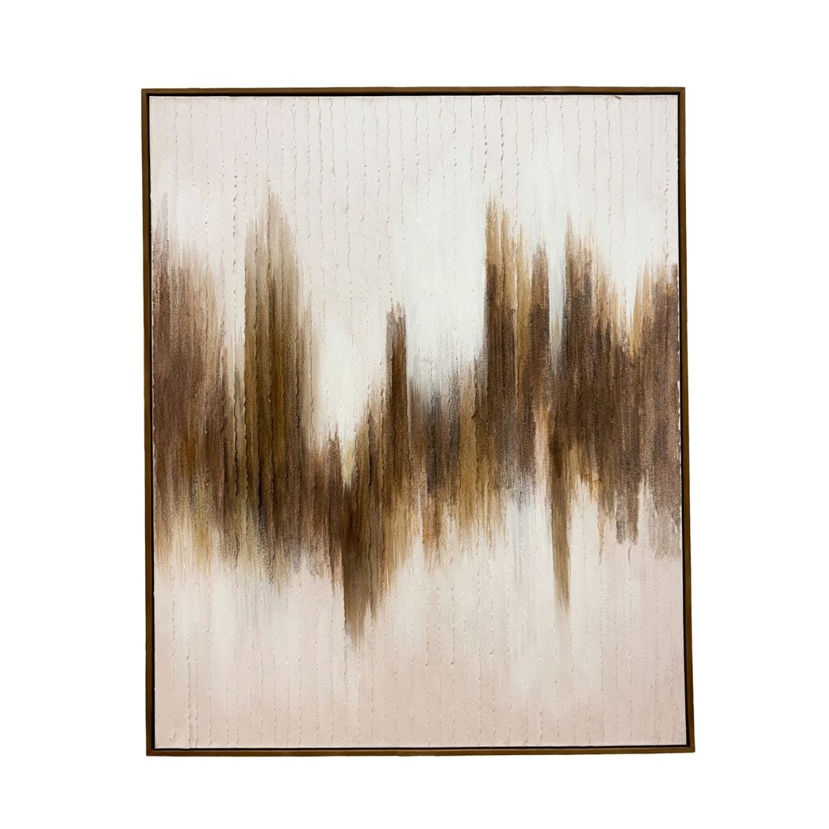 Cuadro abstracto en tonos beige y marrón con marco fino