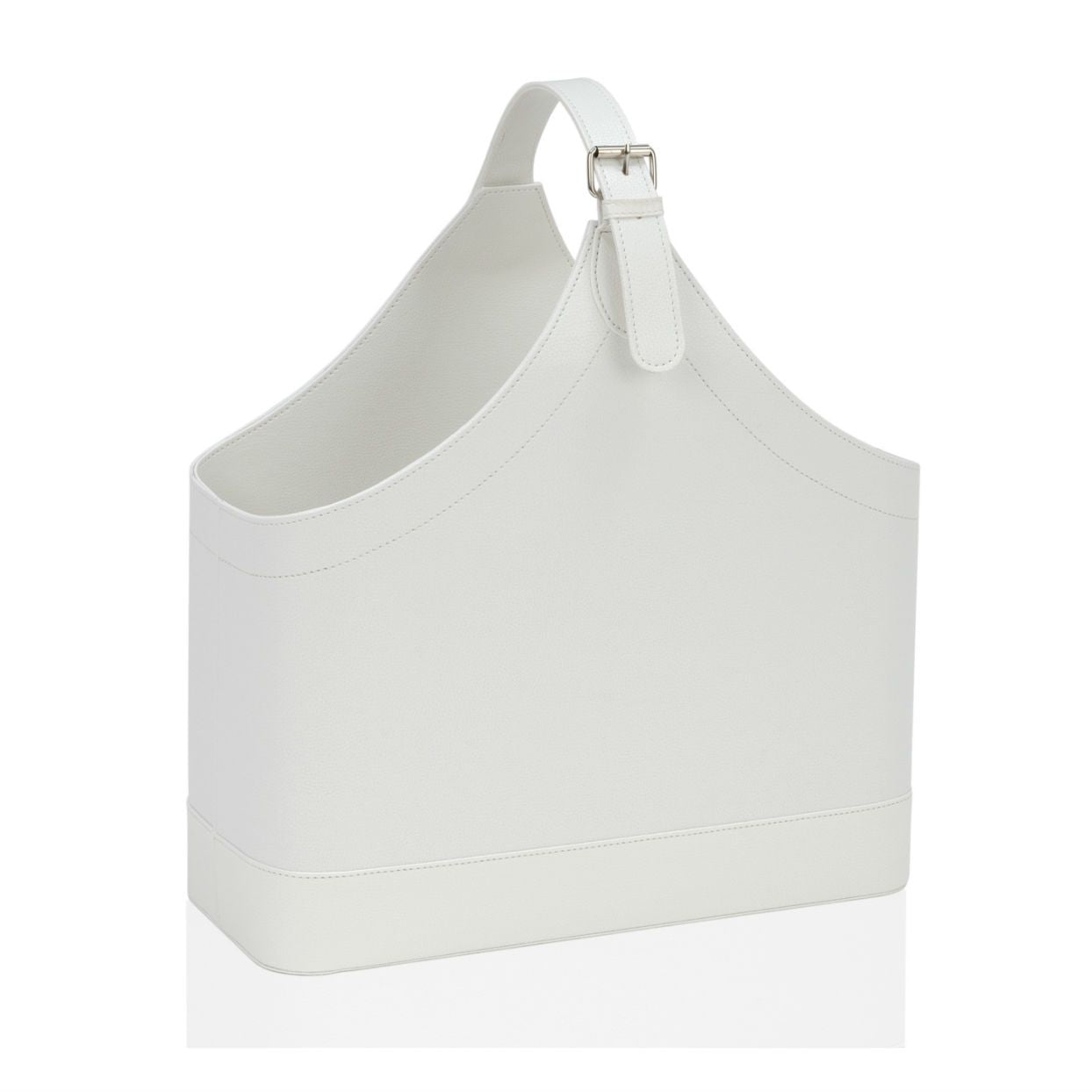 Revistero cesta blanco de piel