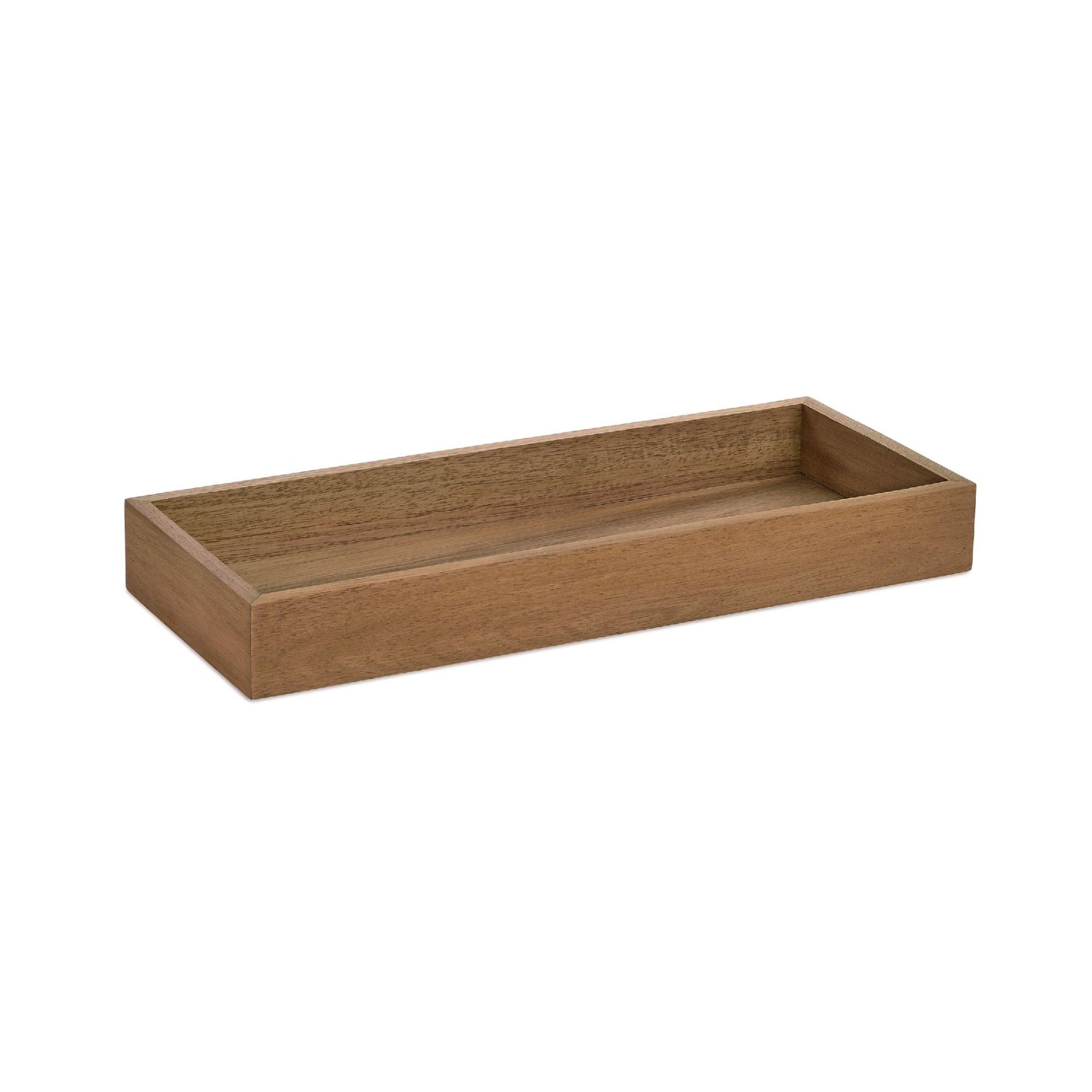 Bandeja decorativa de madera rectangular marrón