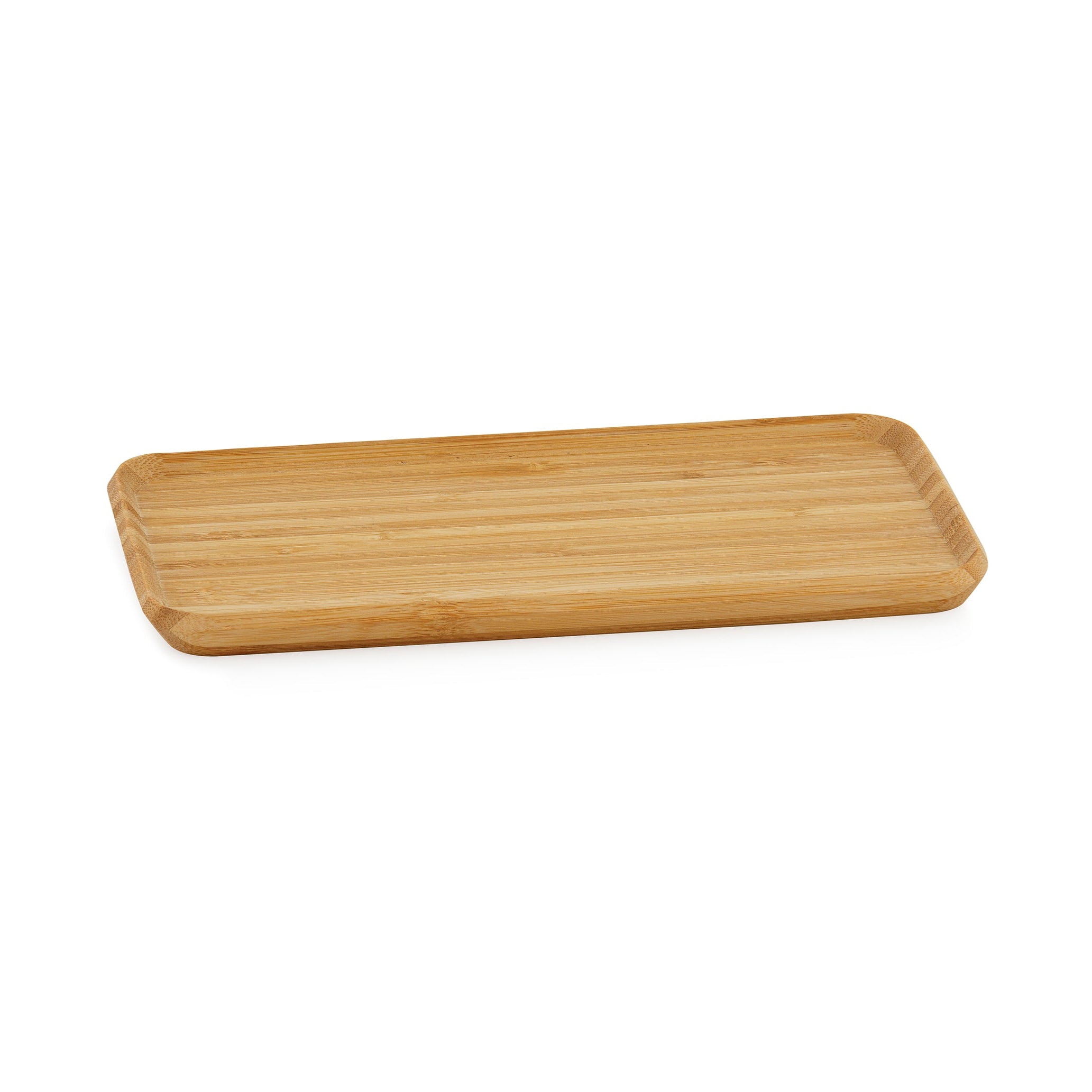 Bandeja decorativa de bambú rectangular beige 24cm