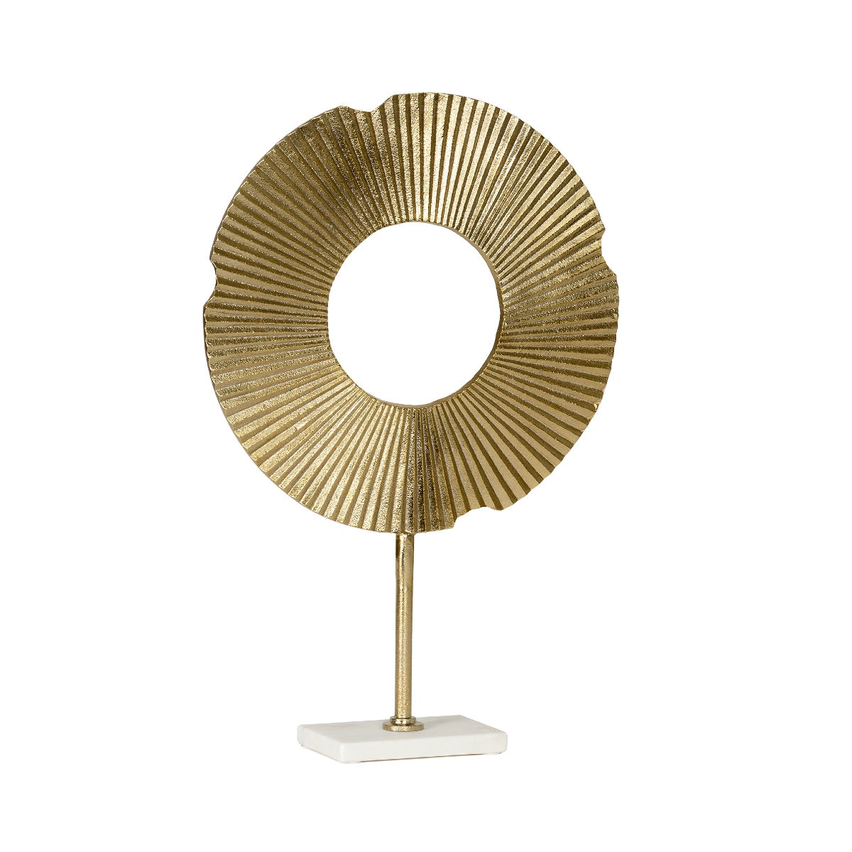 Figura decorativa abstracta de metal dorado