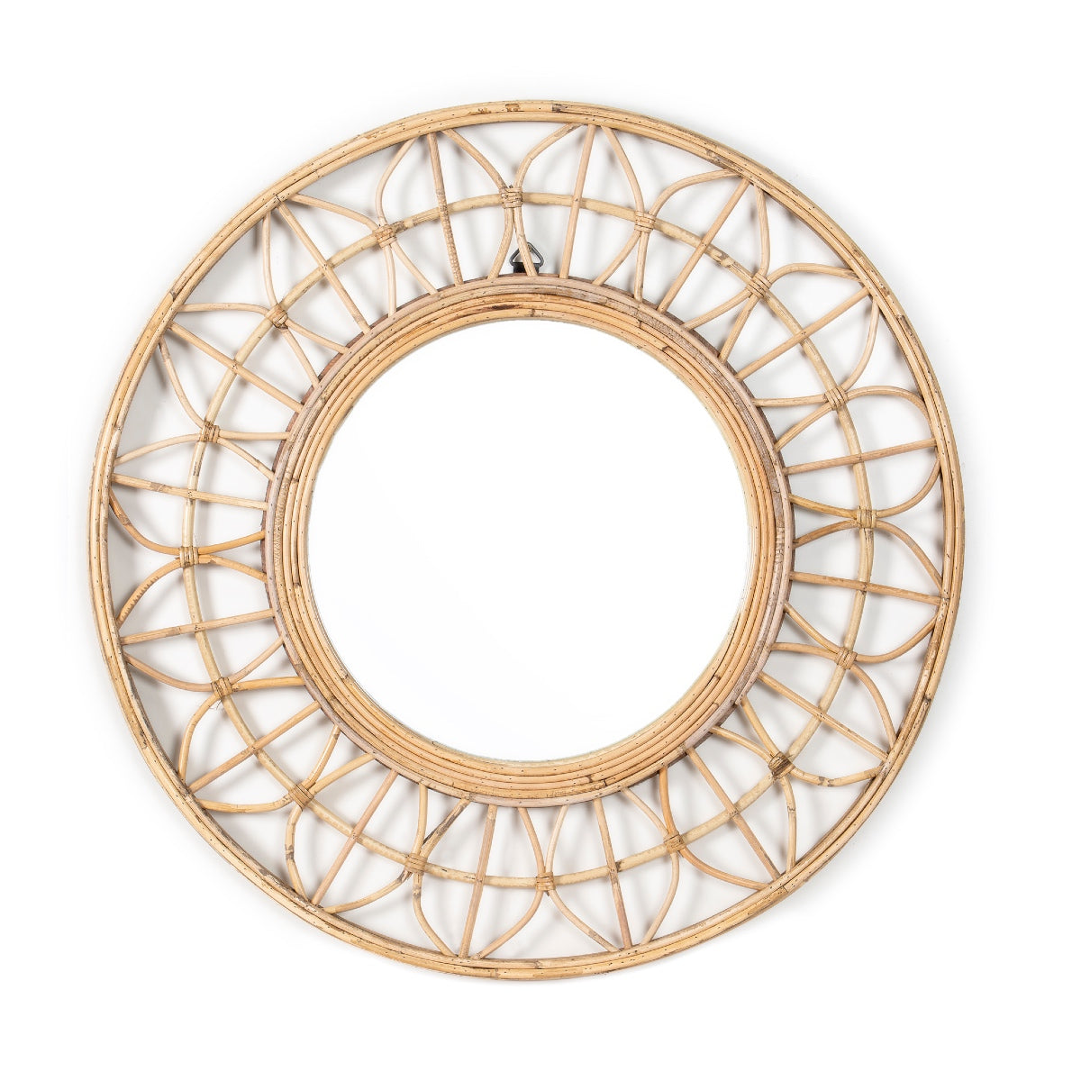Espejo decorativo étnico de rattan