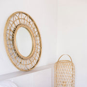 Espejo decorativo étnico de rattan