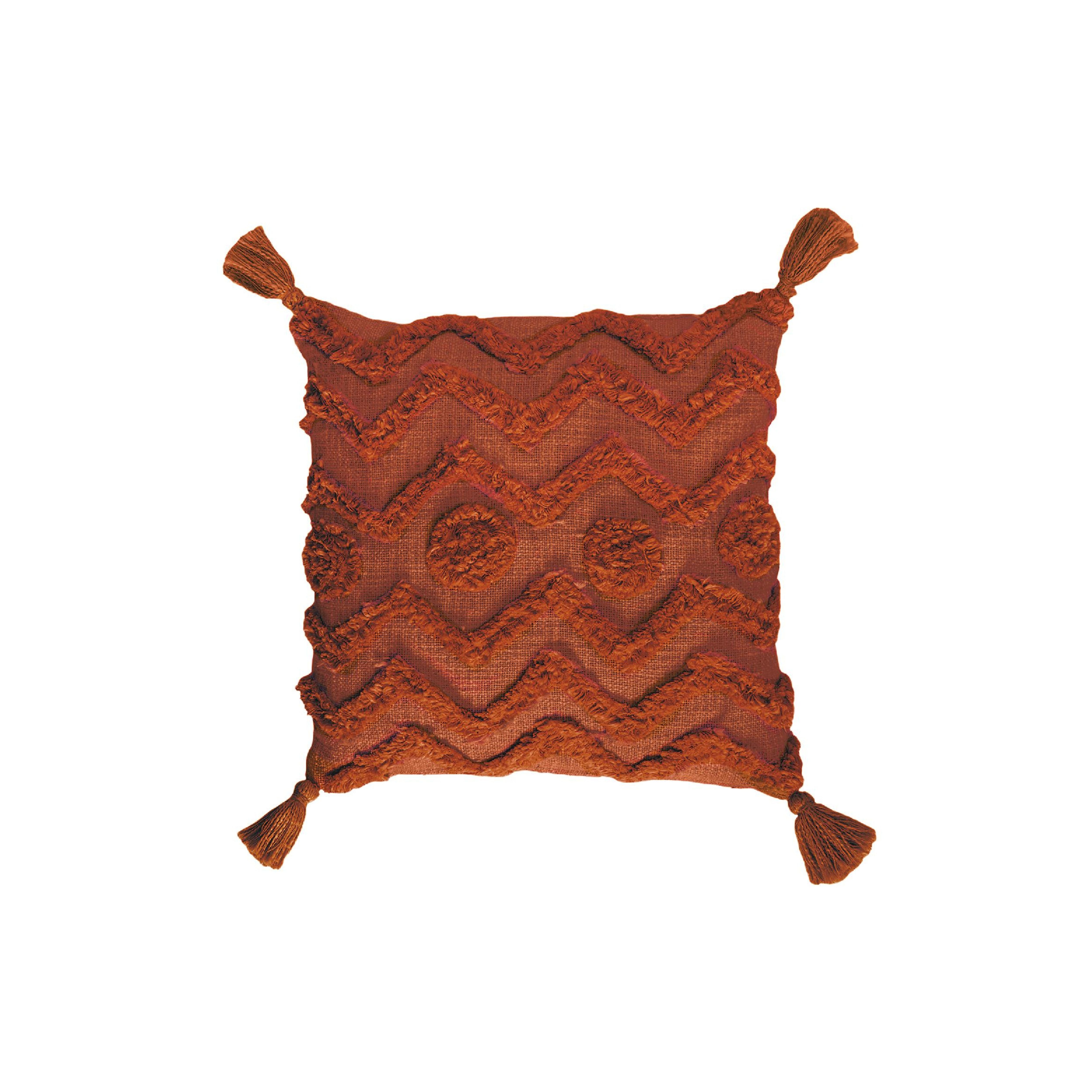 Cojín de algodón rojo boho 45x45