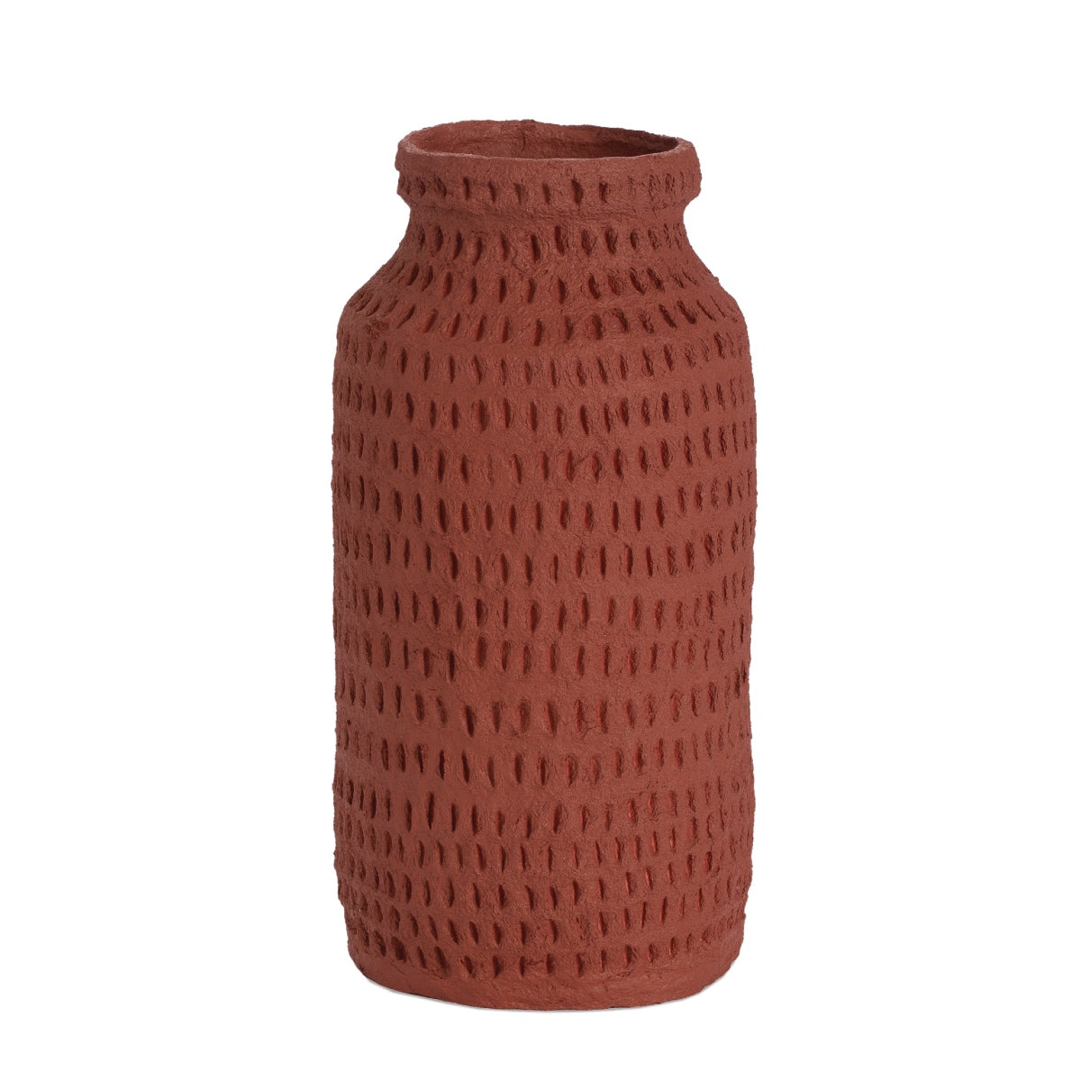 Jarrón botella de algodón maché rojo