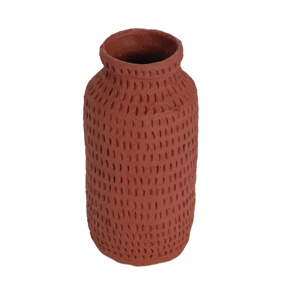 Jarrón botella de algodón maché rojo