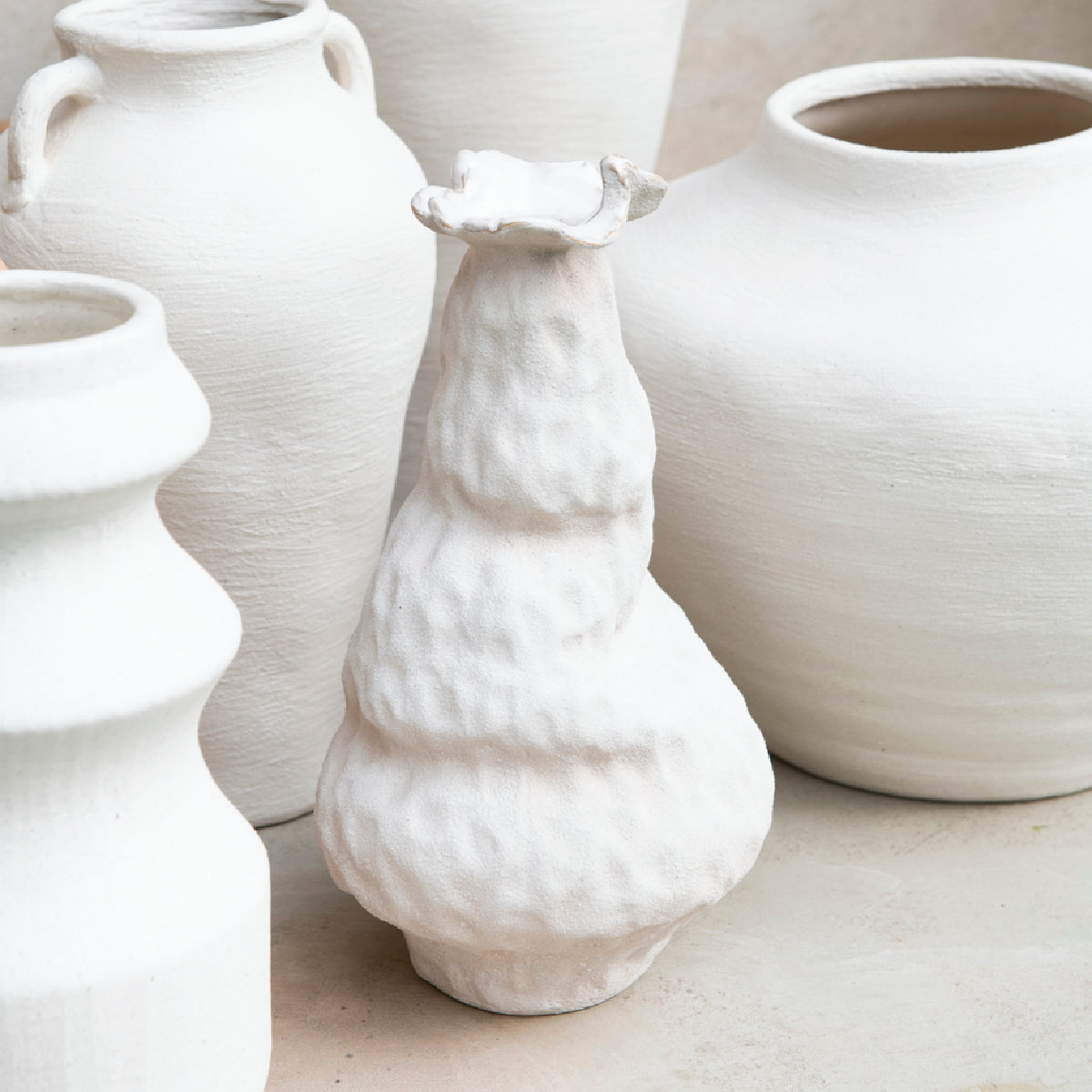 Jarrón decorativo de cerámica blanco Santorini
