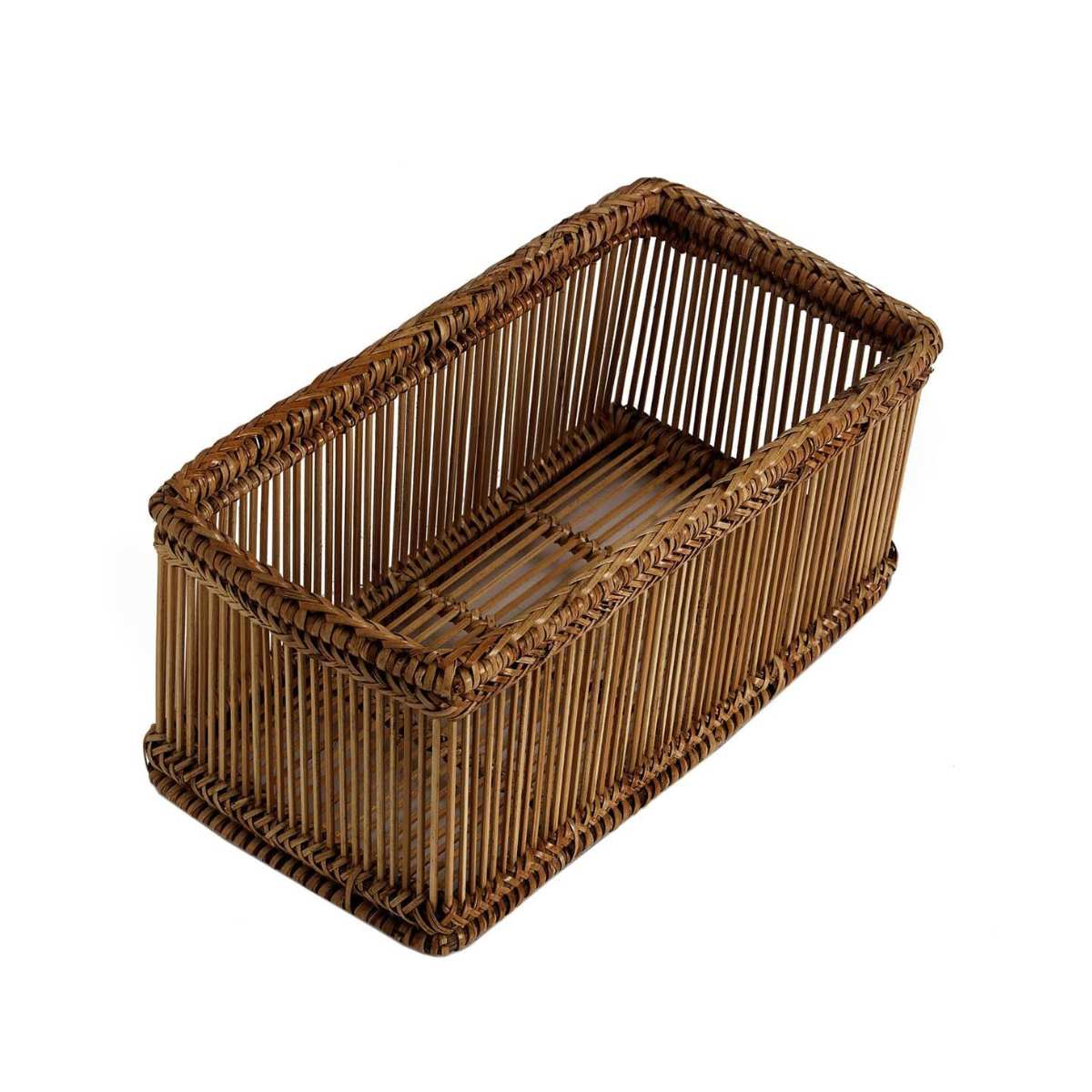 Cesta trenzada de ratán marrón