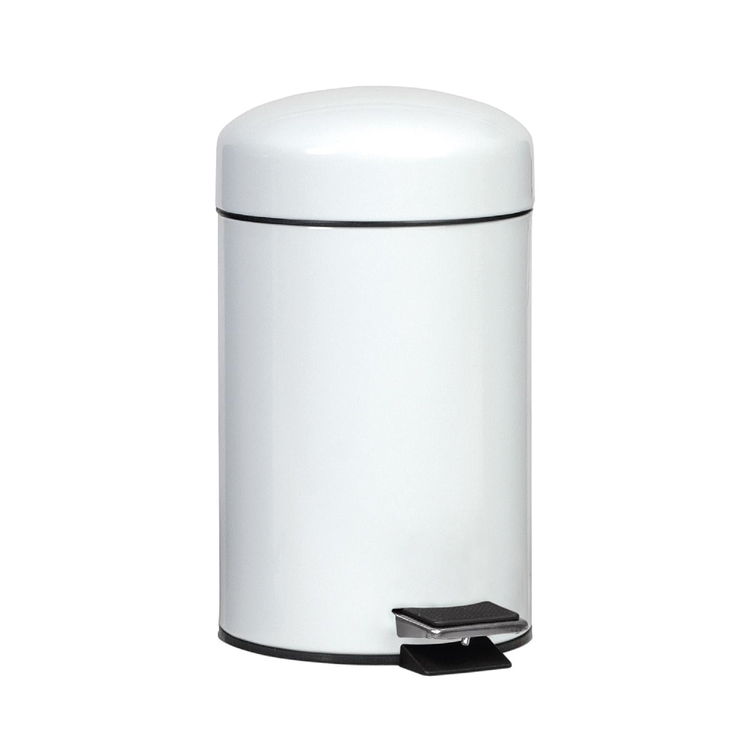 Papelera de baño blanca de metal