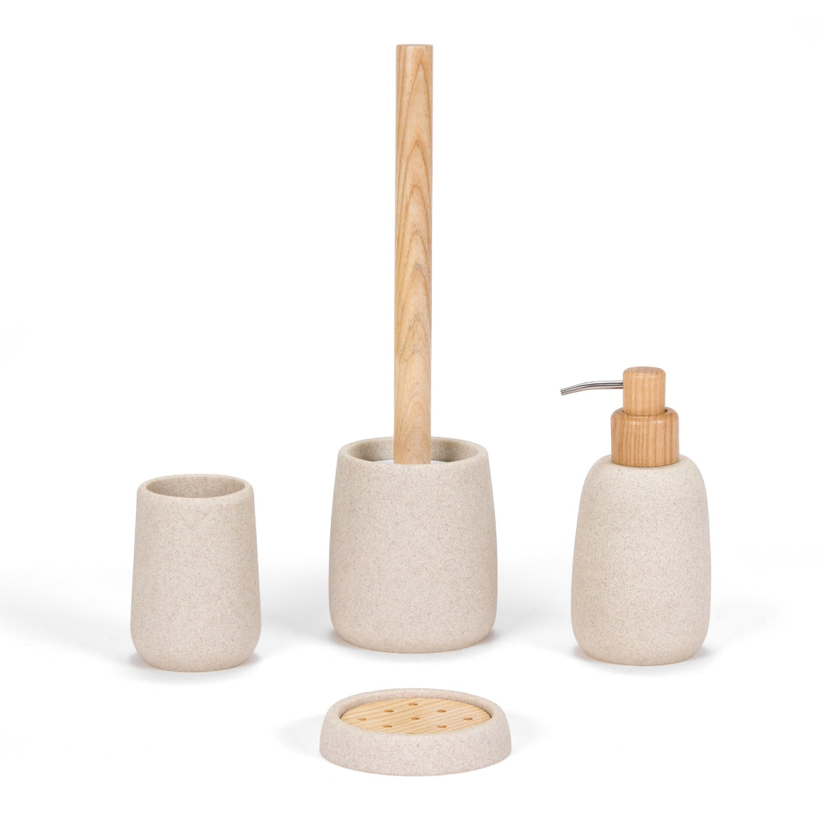 Jabonera de baño beige de arenisca