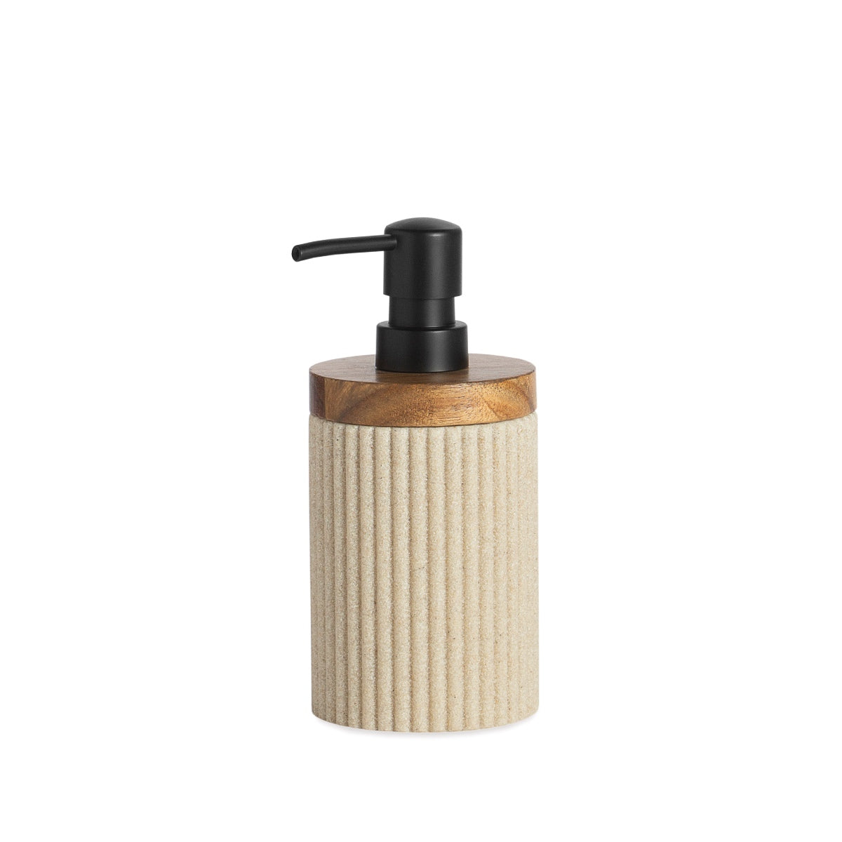 Dispensador de baño de madera y resina beige