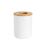 Papelera nórdica de baño blanca de bambú