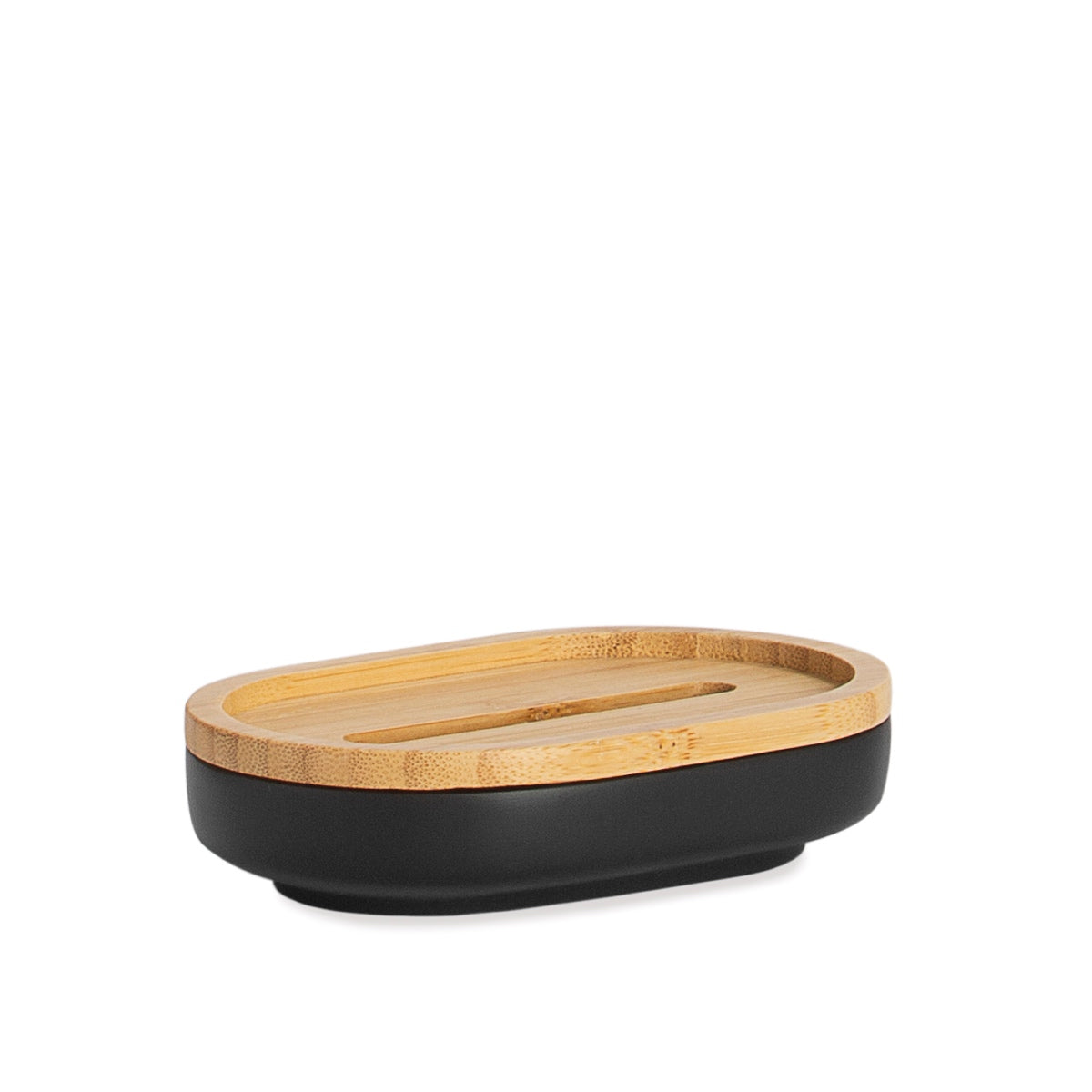 Jabonera de baño de bambú nórdica negra