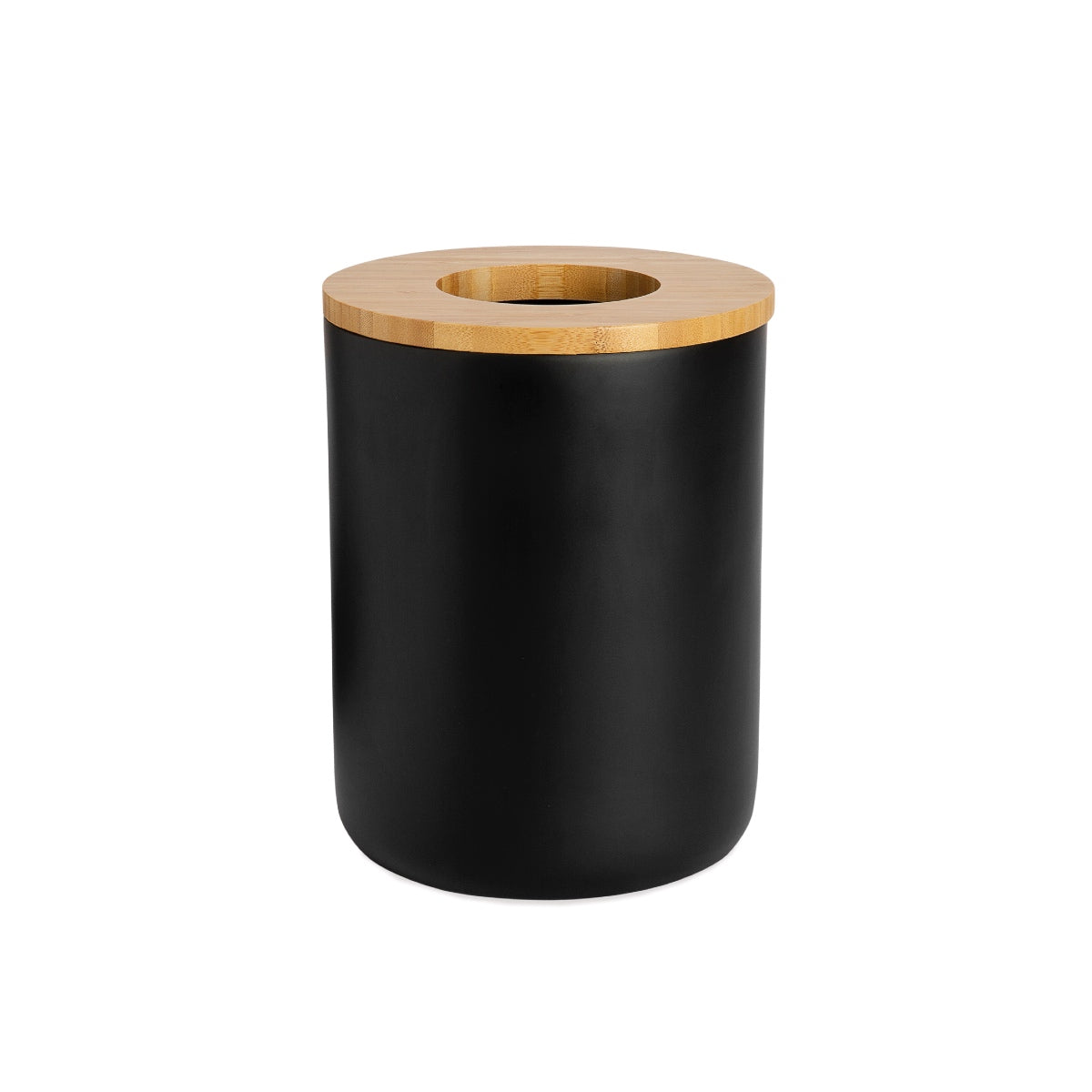 Papelera nórdica de baño negra de bambú