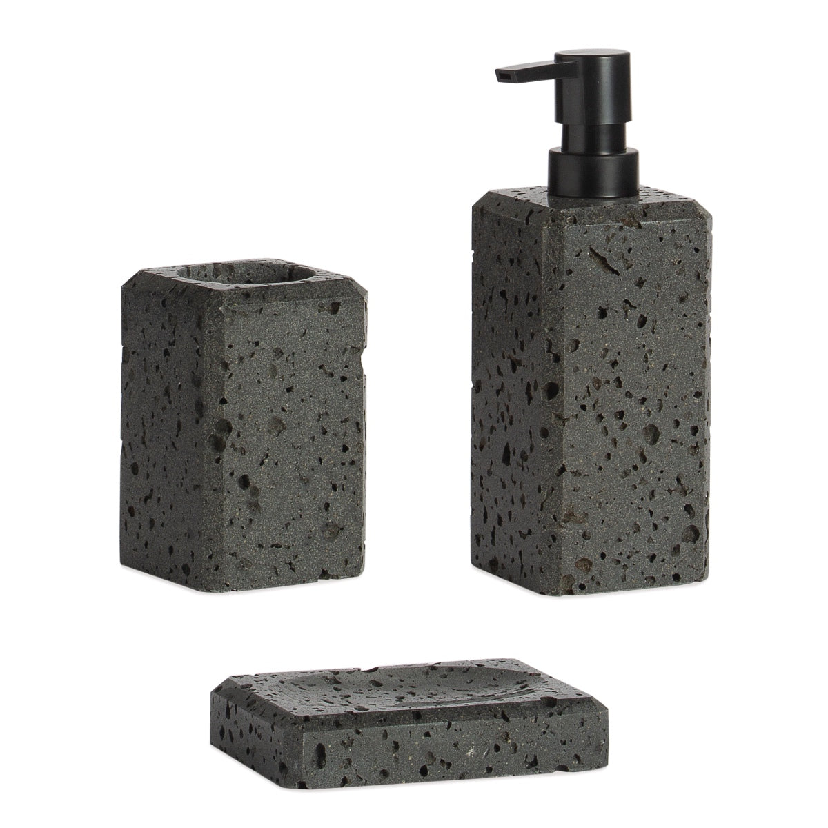 Portacepillos de baño de mármol travertino negro