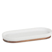 Bandeja blanca de resina y madera