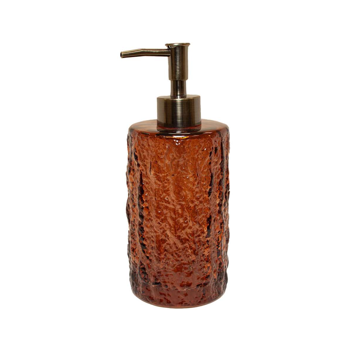 Dispensador de jabón de vidrio vintage marrón