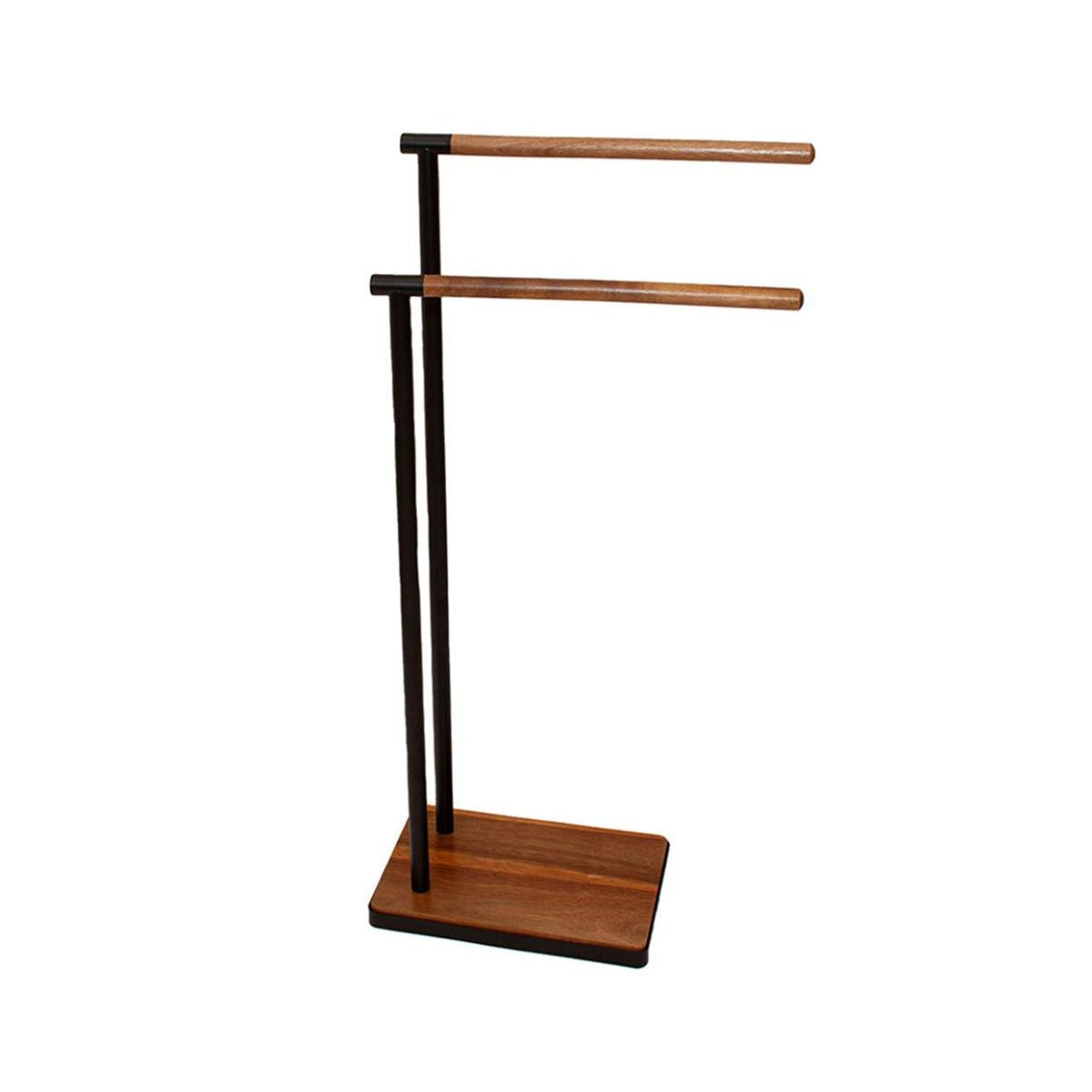Toallero de metal negro y madera de acacia Andrea House