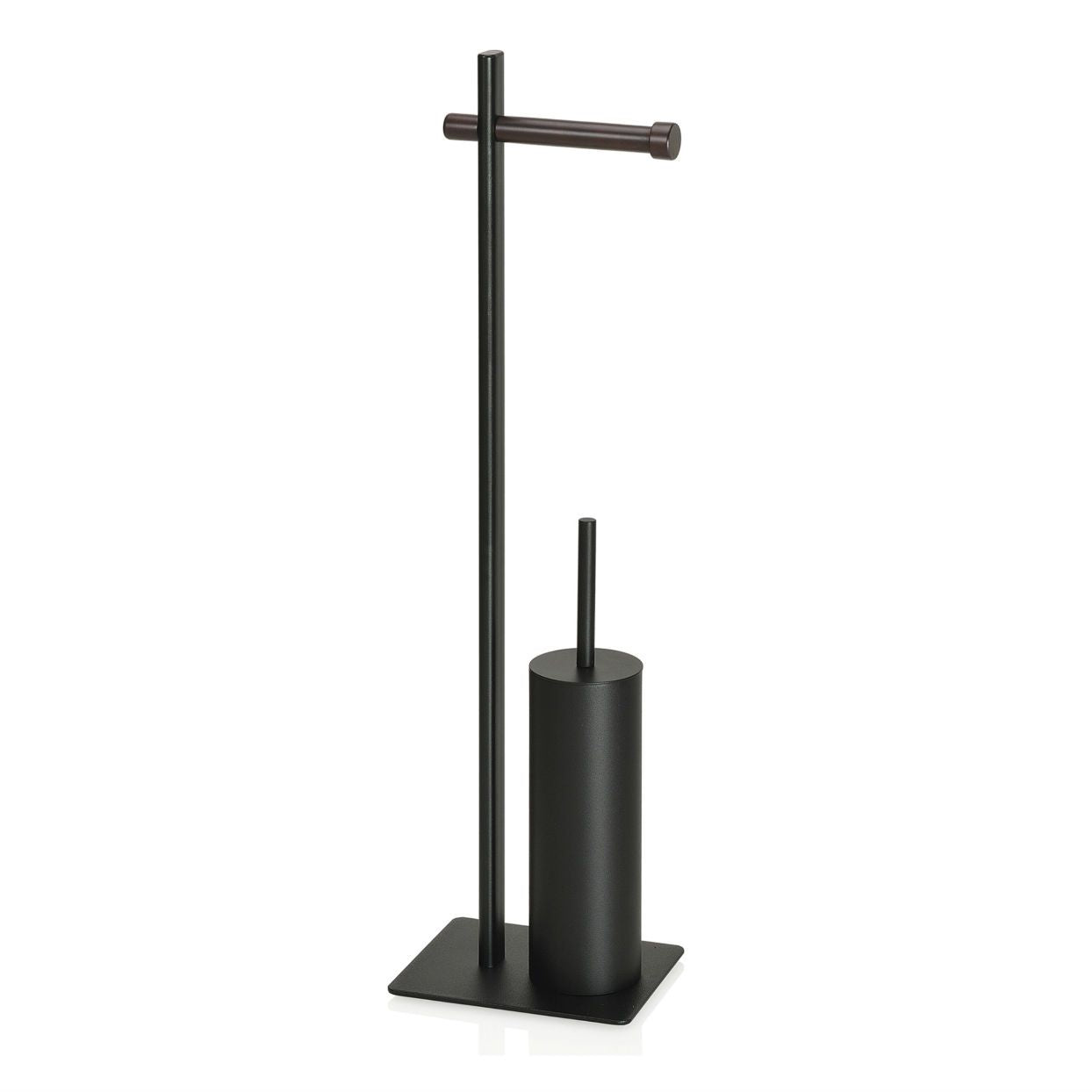 Portarrollos con escobilla negro de metal y madera
