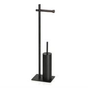 Portarrollos con escobilla negro de metal y madera