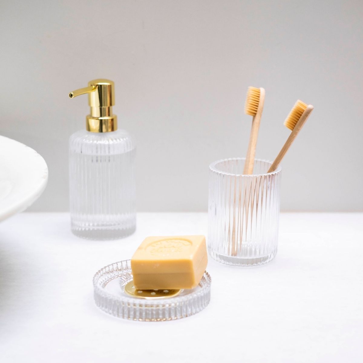 Portacepillos de cuarto de baño de cristal clásico