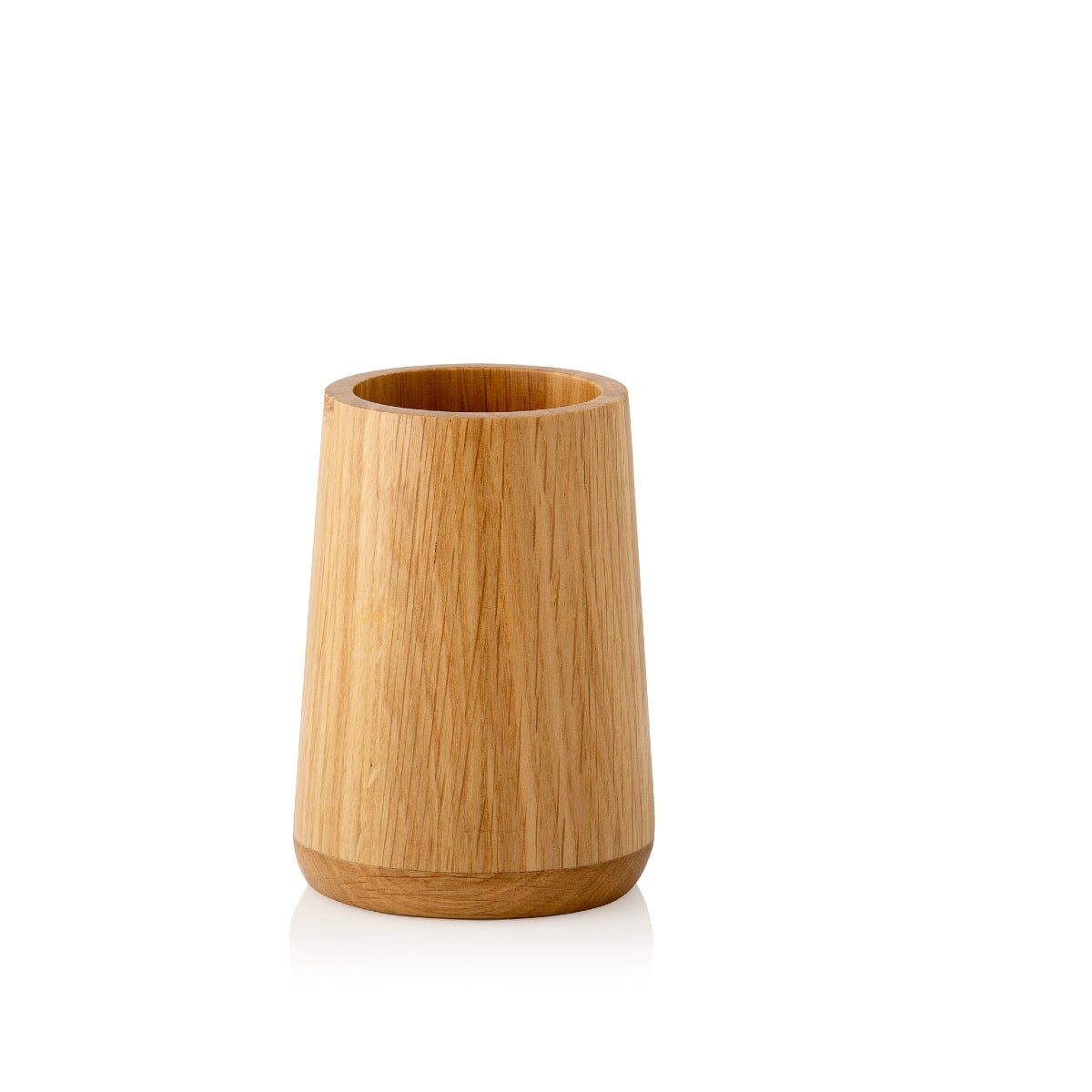 Portacepillos de baño de madera de roble marrón