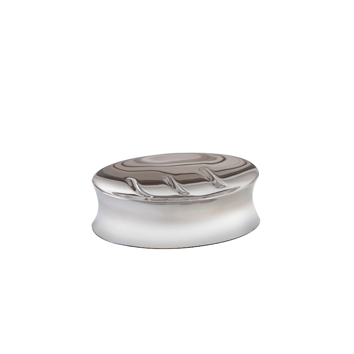 Jabonera de baño de acero inoxidable plateada