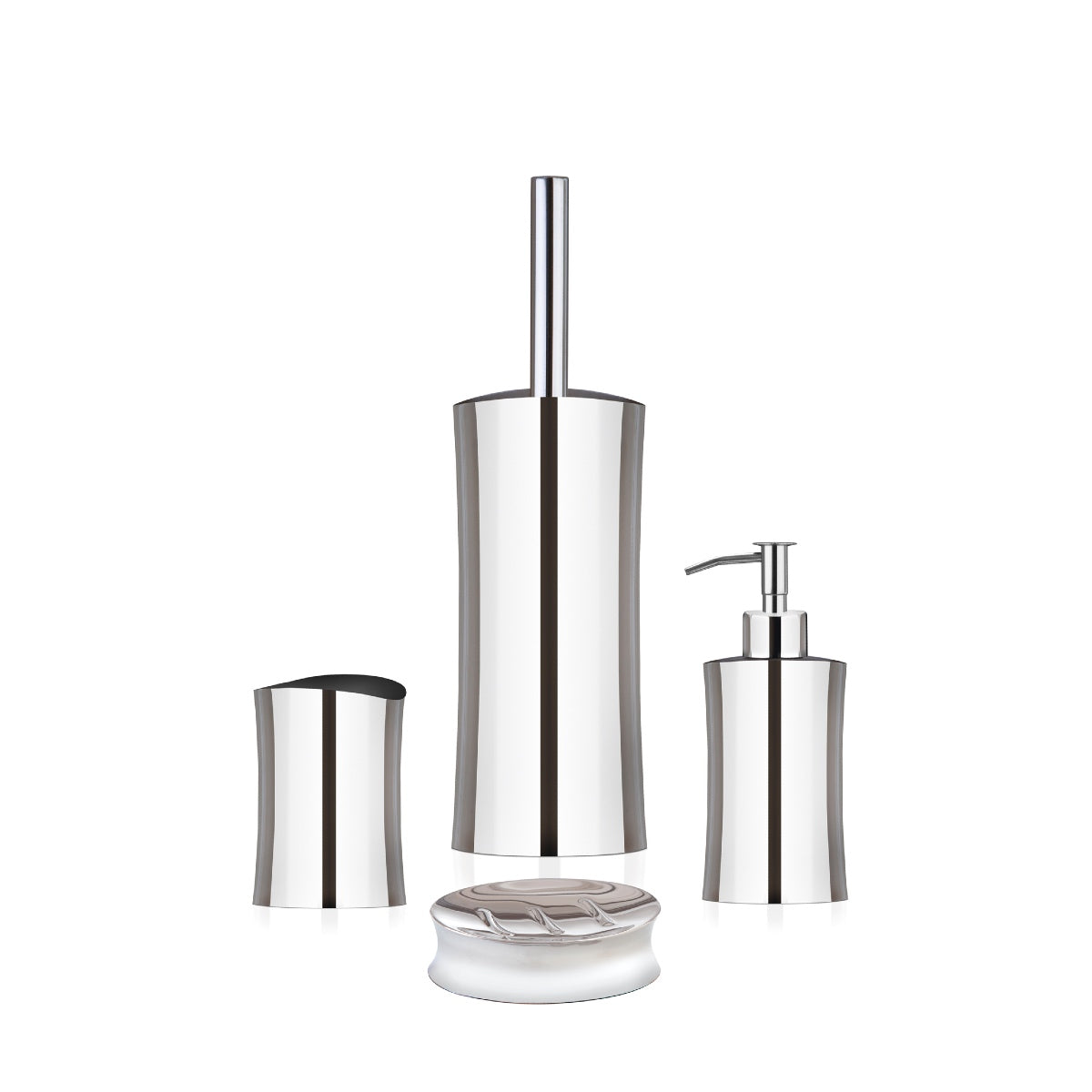 Jabonera de baño de acero inoxidable plateada