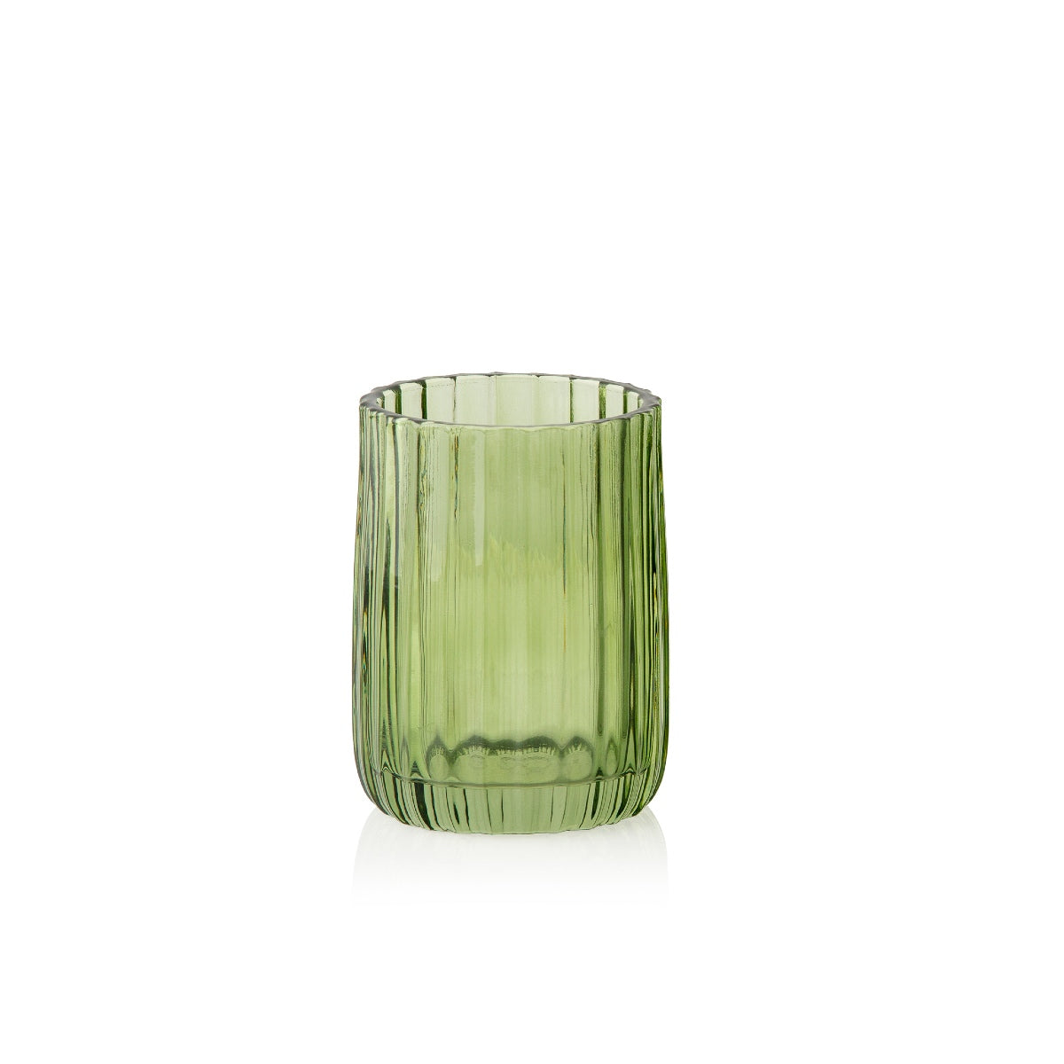 Portacepillos de baño verde de cristal estilo vintage