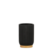 Portacepillos de baño moderno de madera y resina negra