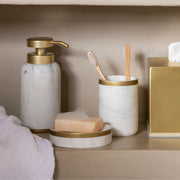 Dispensador de baño blanco marmolizado clásico