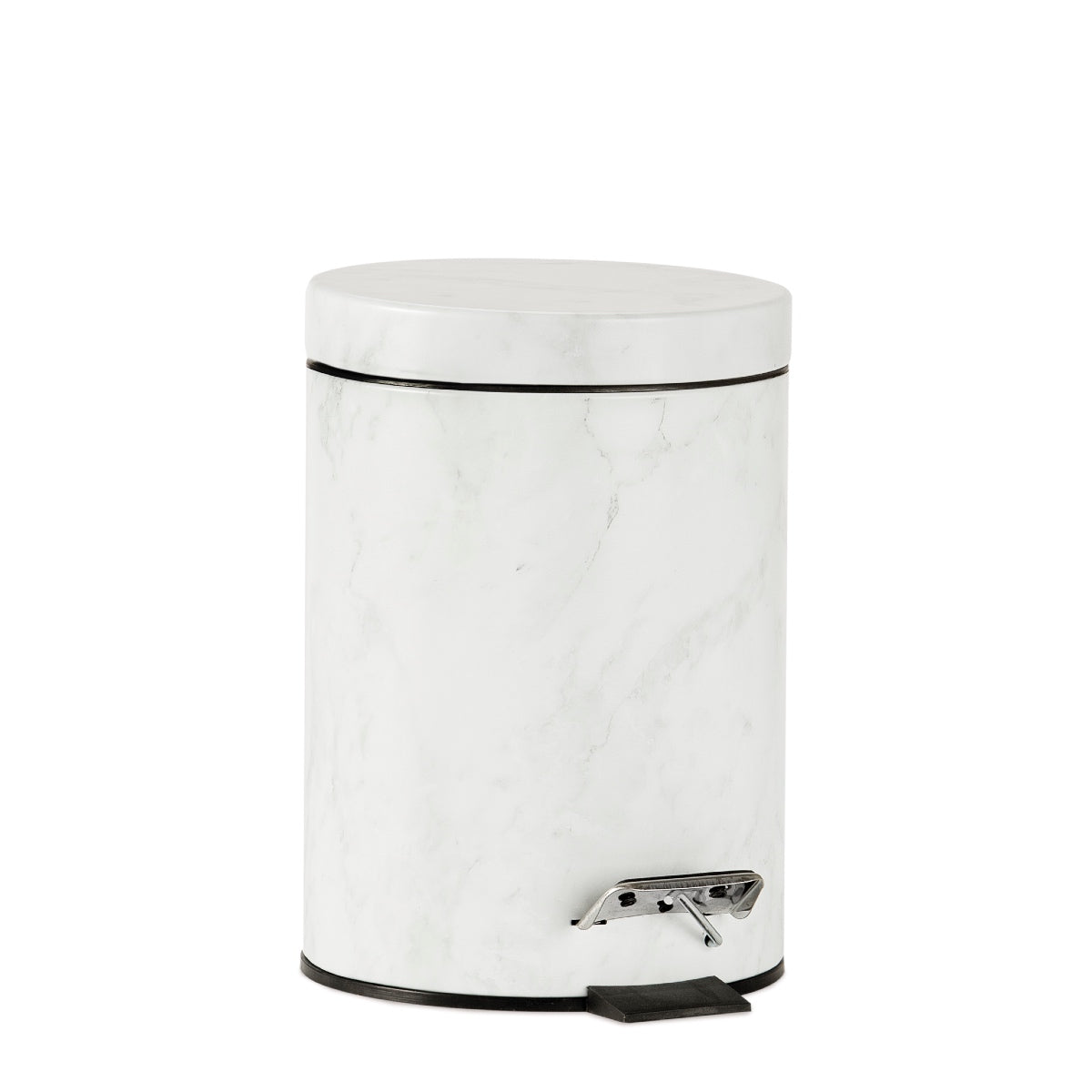 Papelera clásica marmolizada de metal blanco para baño