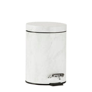 Papelera clásica marmolizada de metal blanco para baño