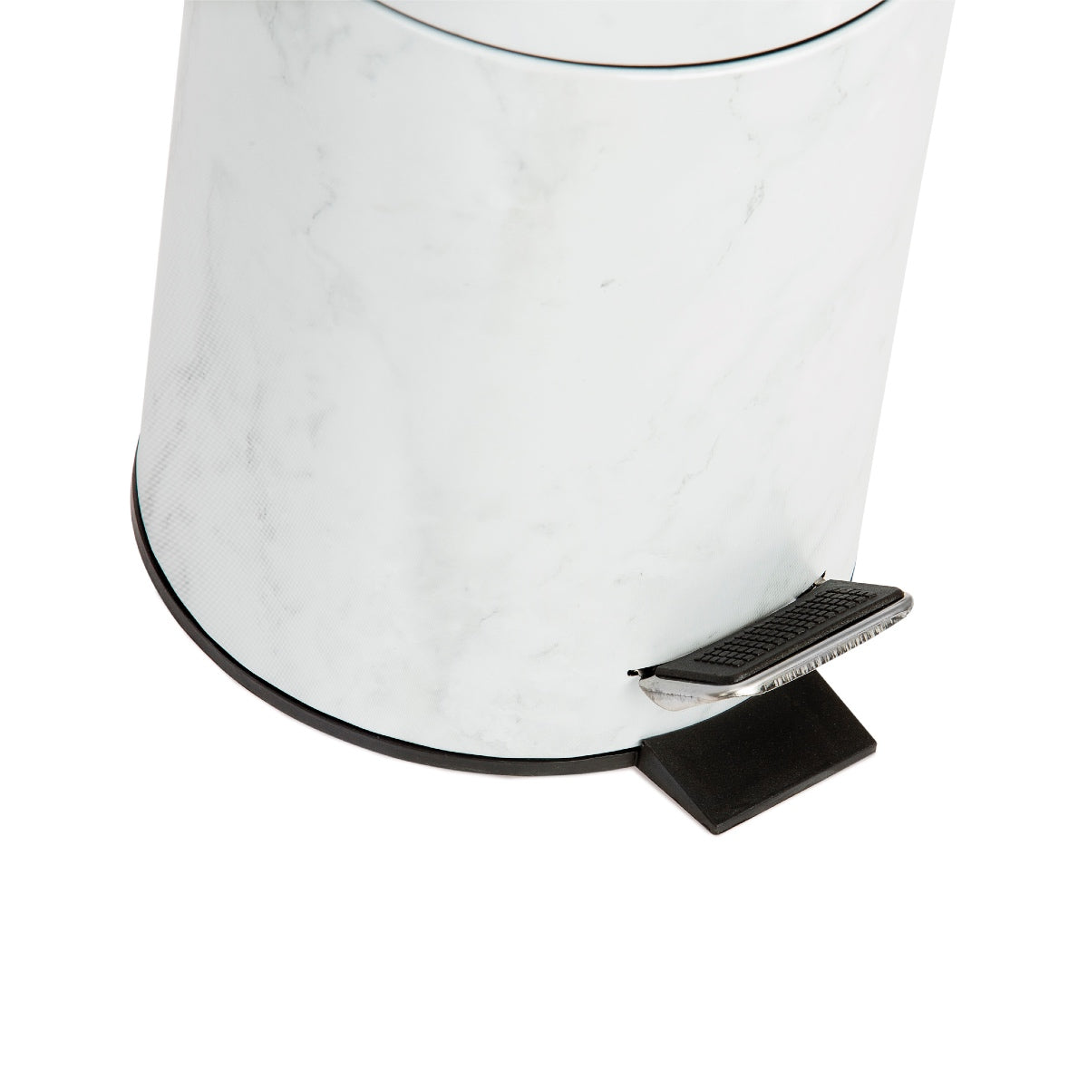 Papelera clásica marmolizada de metal blanco para baño