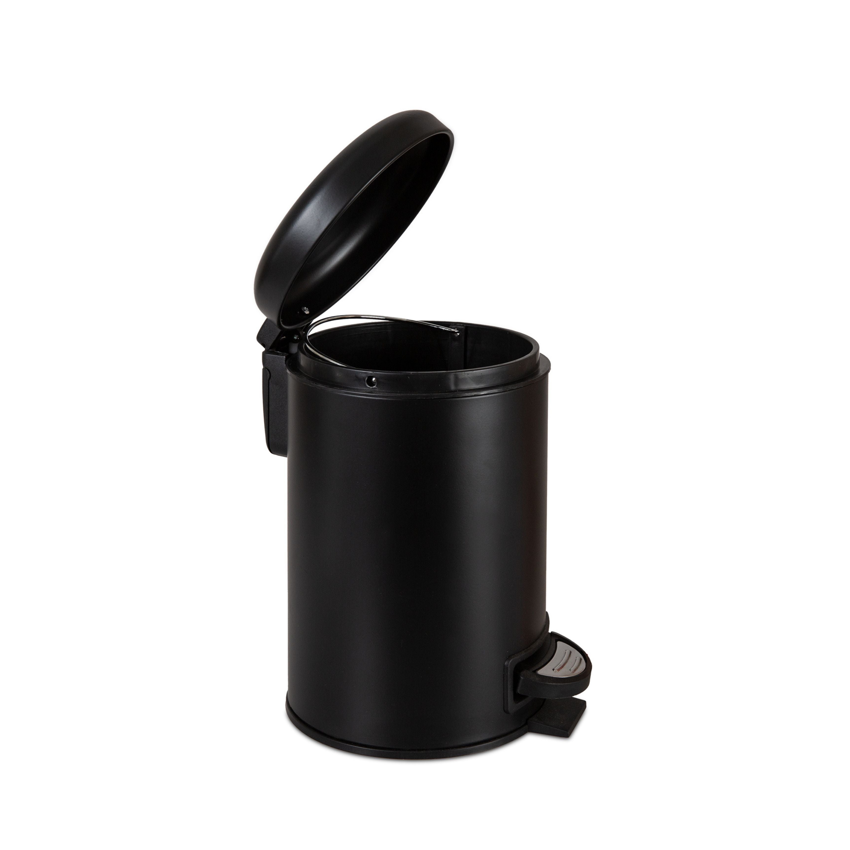Papelera moderna de metal negro para baño
