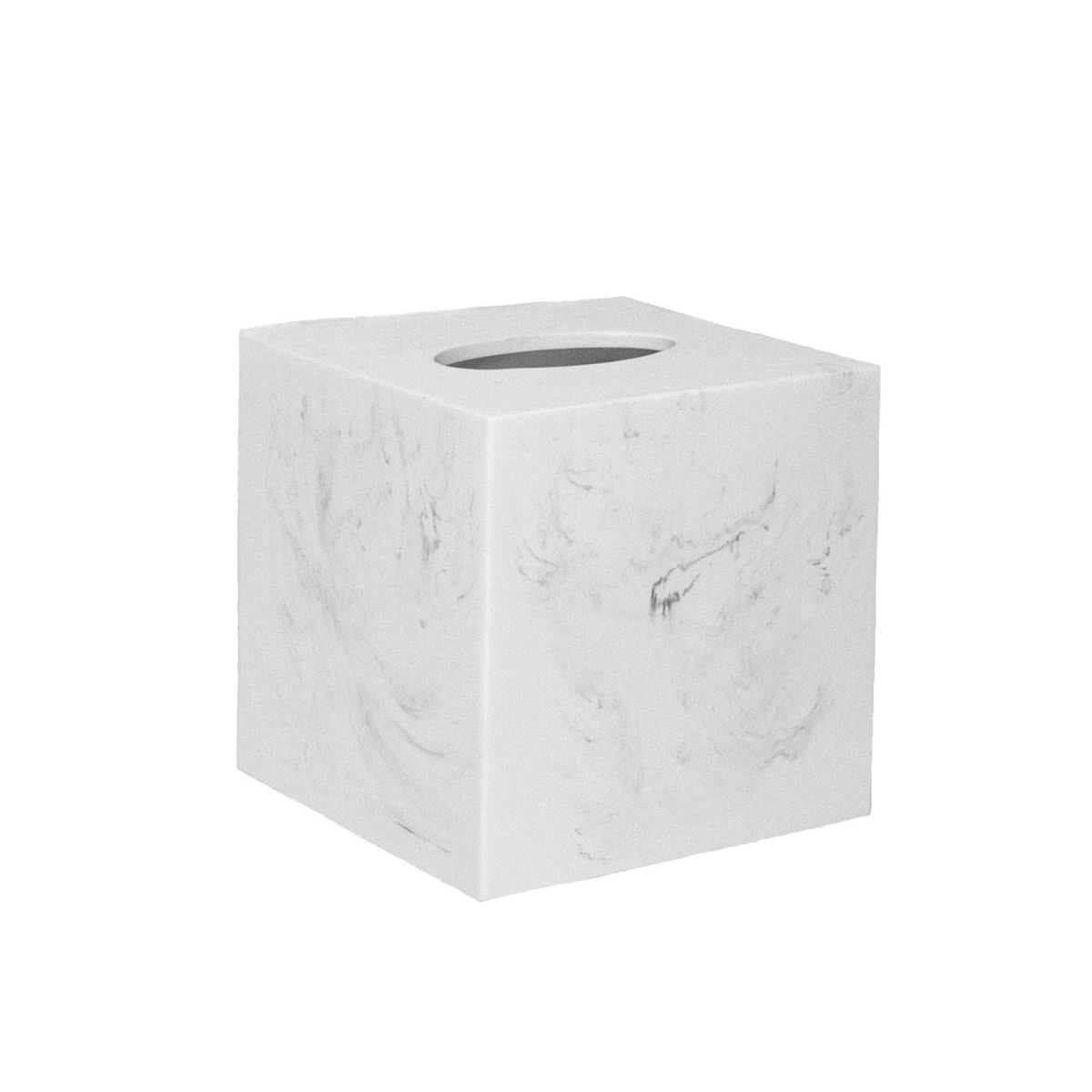 Caja de pañuelos cuadrada de poliresina blanca