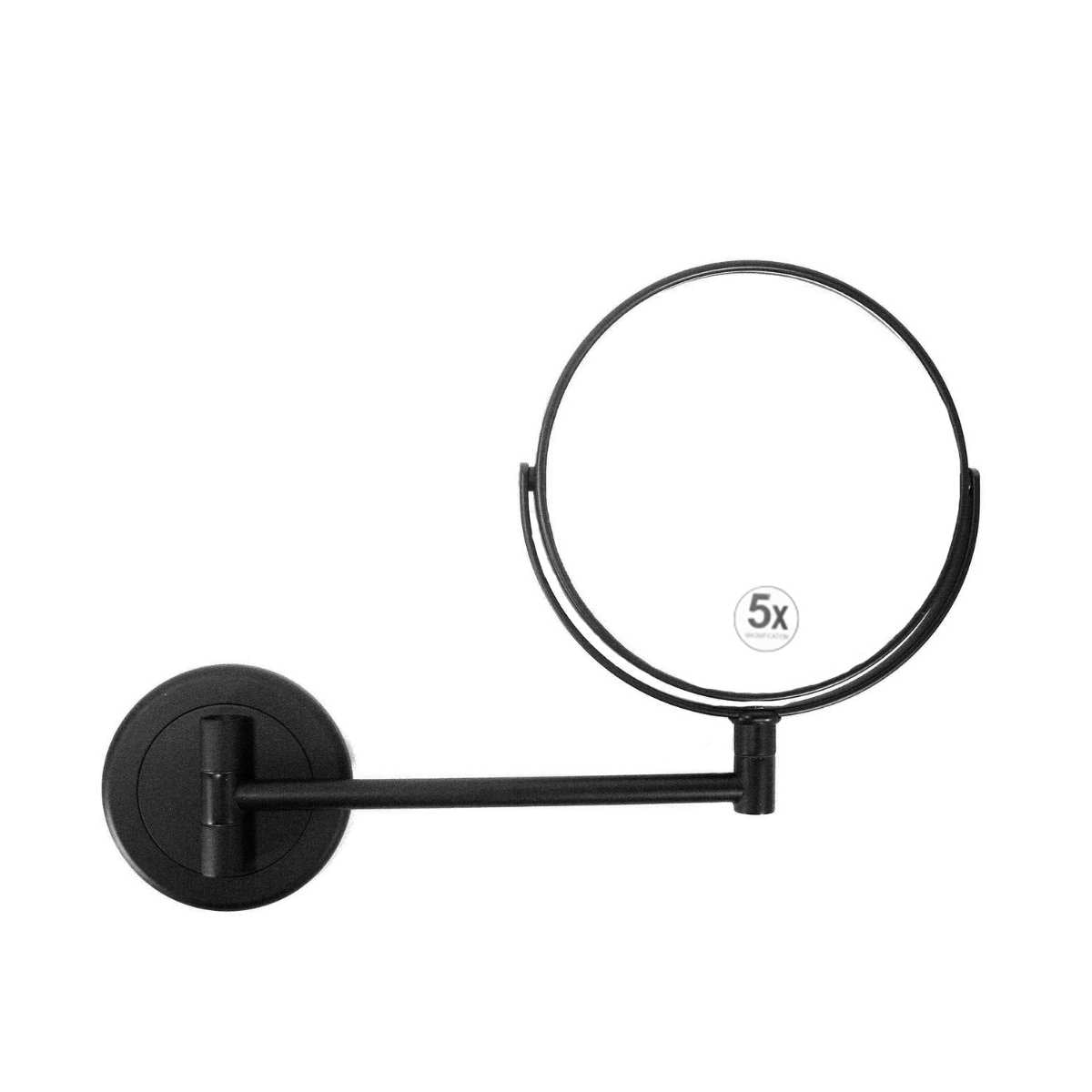 Espejo de aumento negro con brazo extensible 5X