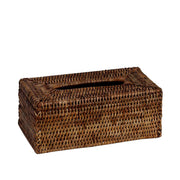 Portapañuelos rectangular de ratan marrón