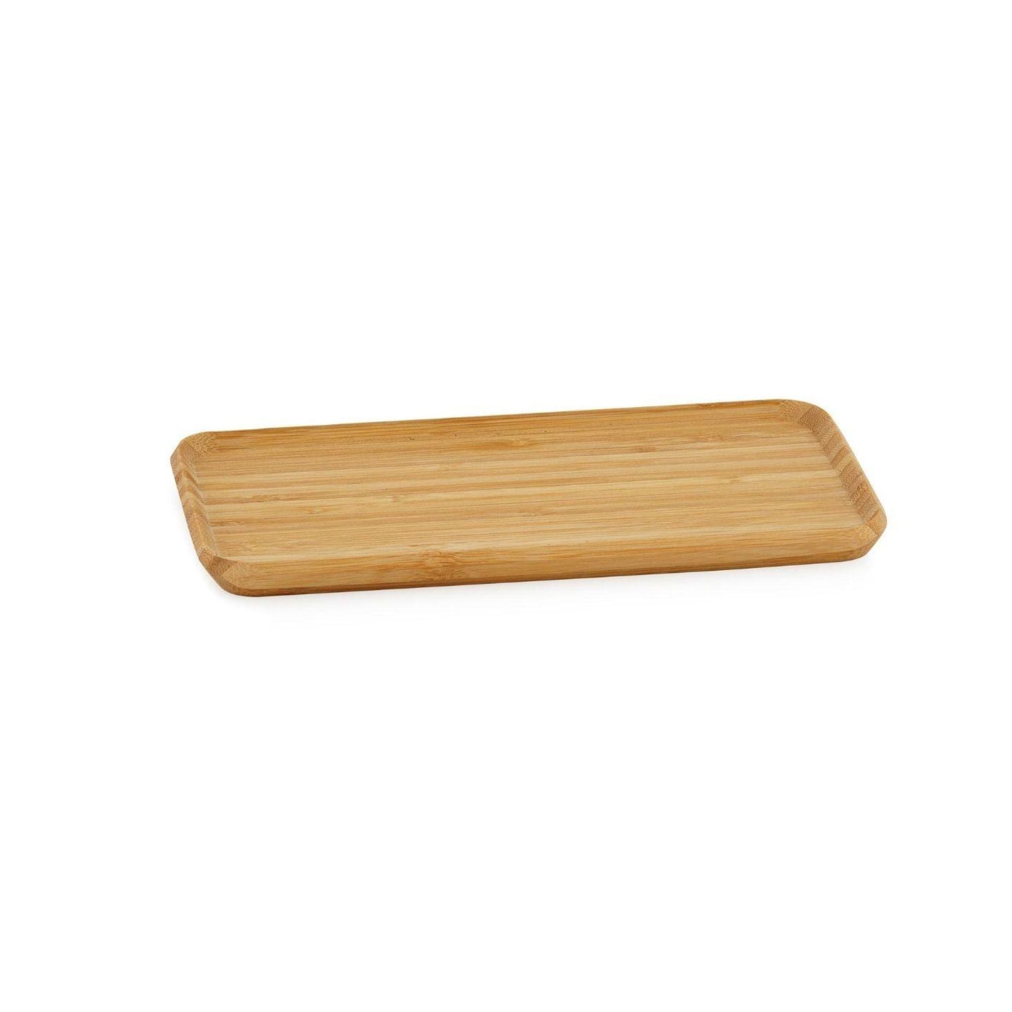 Bandeja decorativa de bambú rectangular beige 27cm