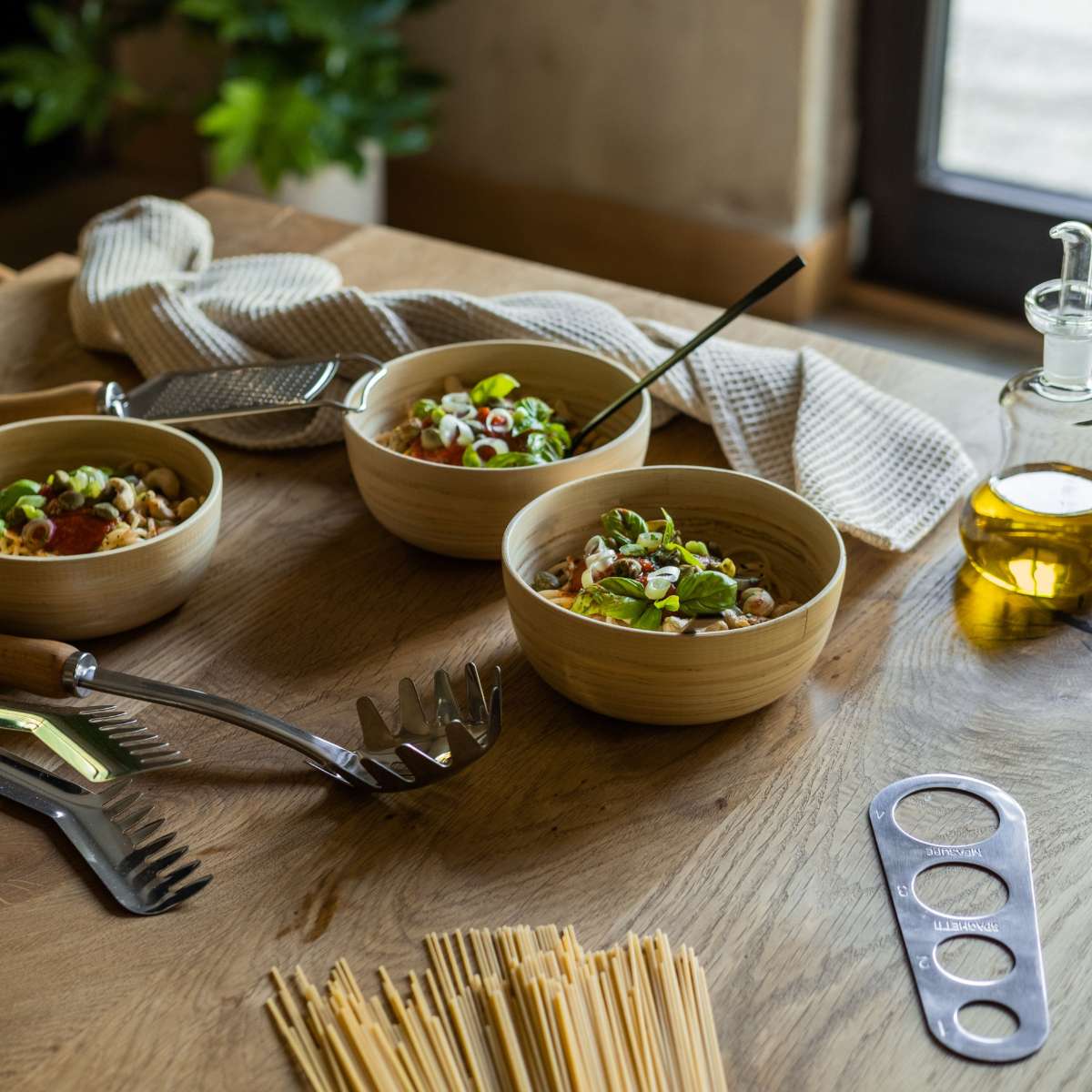 Utensilios de cocina para pasta de acero plateado