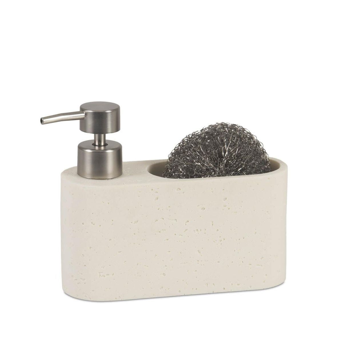 Dispensador con soporte para esponja efecto piedra crema polirresina, Andrea House